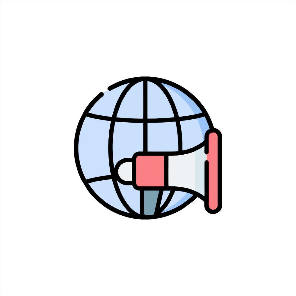 Megaphone globe icon illustration vector