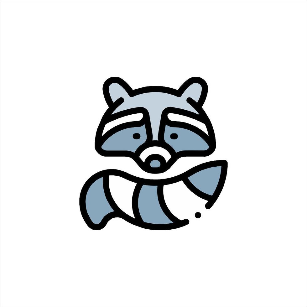 A raccoon is shown in a simple line drawing vector