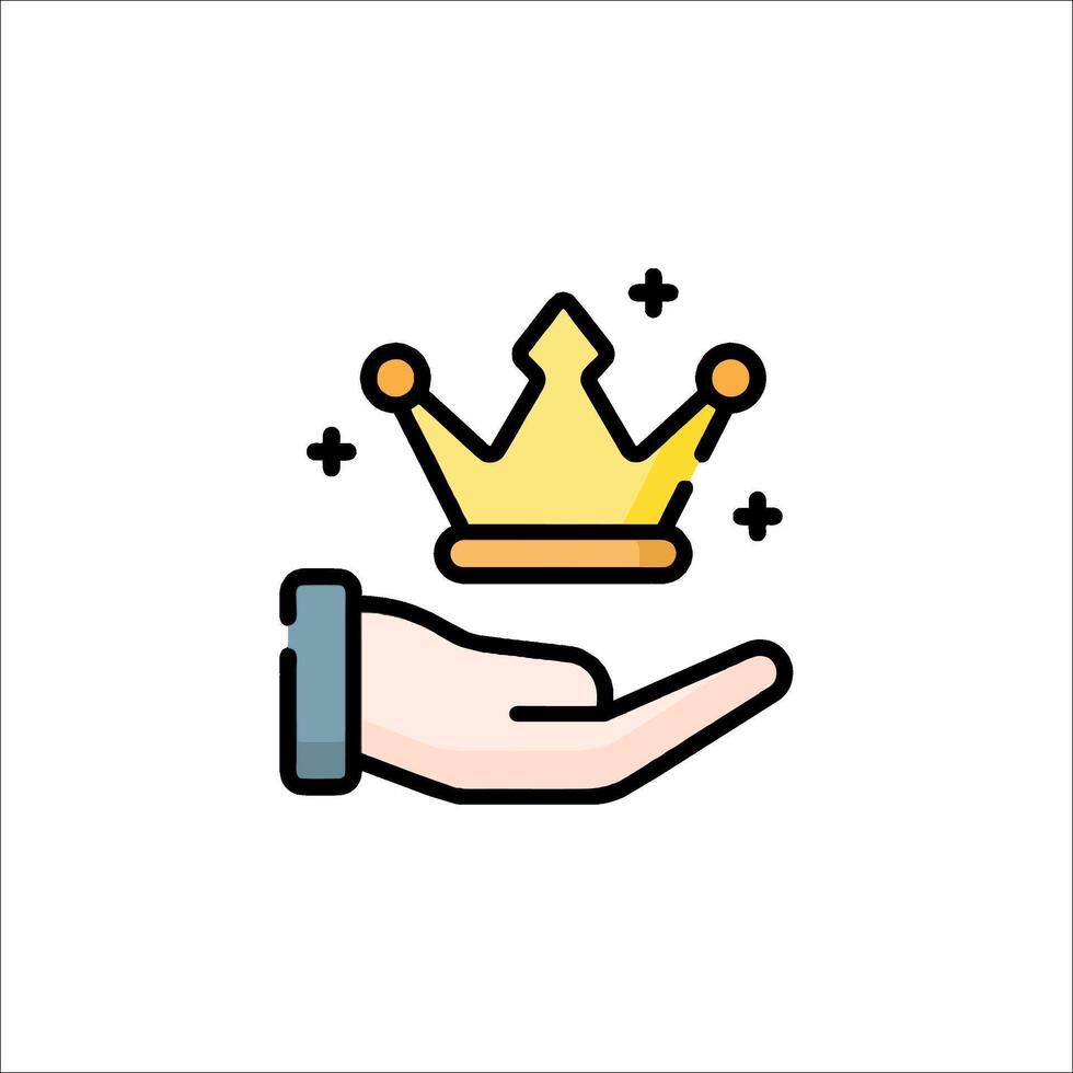 A hand holding a crown icon vector