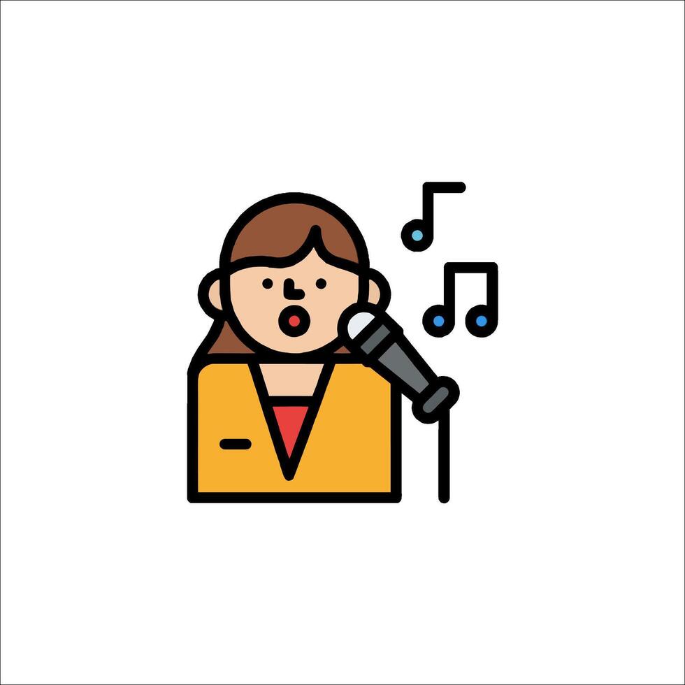 A woman singing into a microphone icon vector