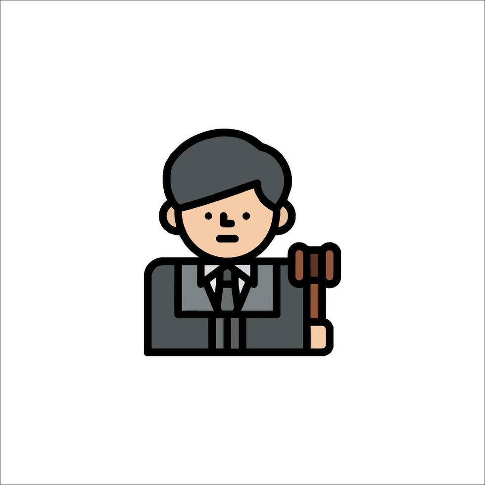 A man in a suit holding a hammer icon vector