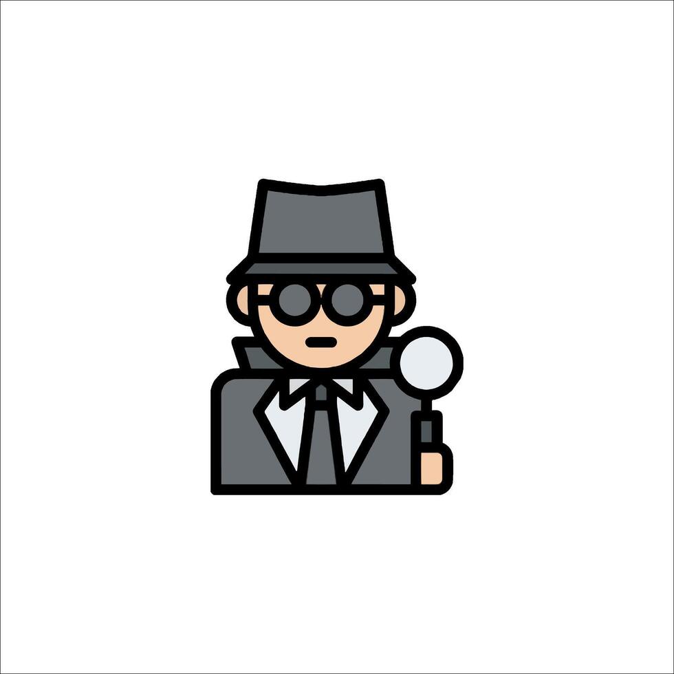 A man in a hat and glasses holding a magnifying glass vector