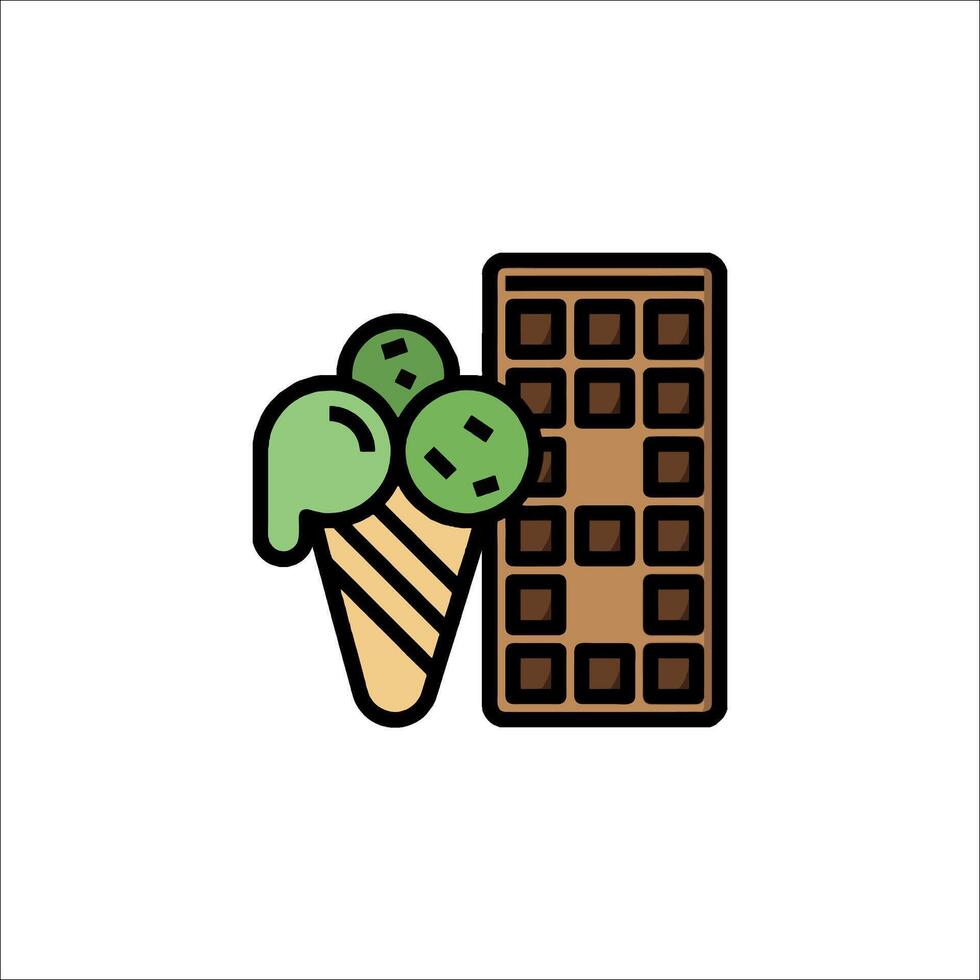 Ice cream and chocolate bar icon vector