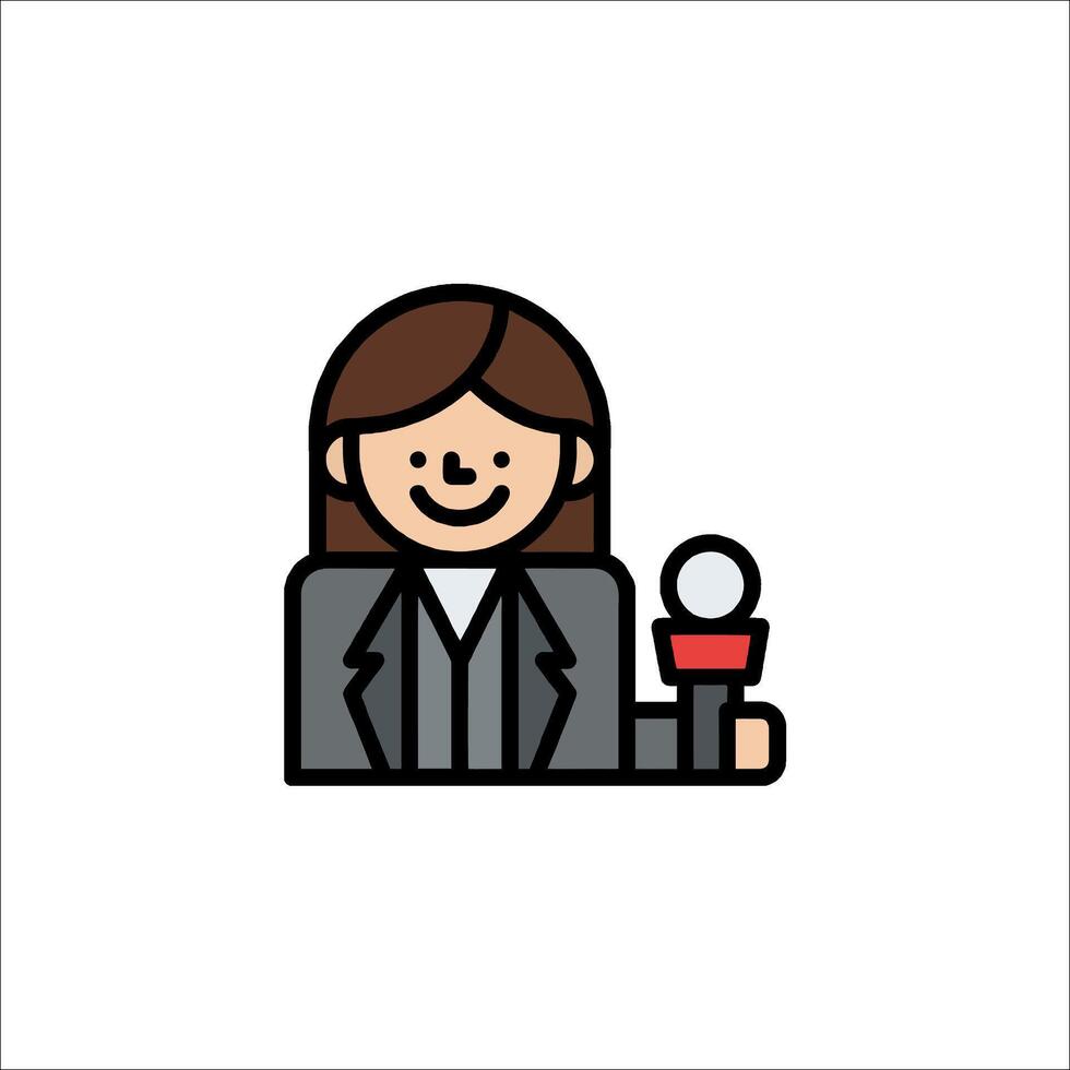 A woman with a microphone icon vector