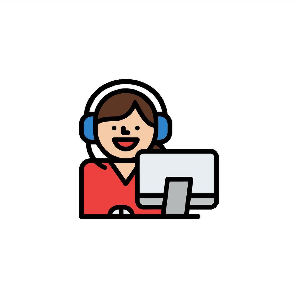 Call center operator icon illustration vector
