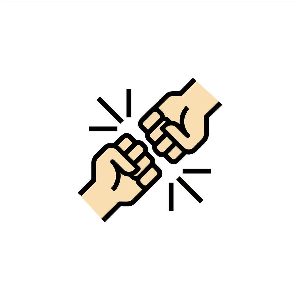 Two hands holding each other in a fist icon vector