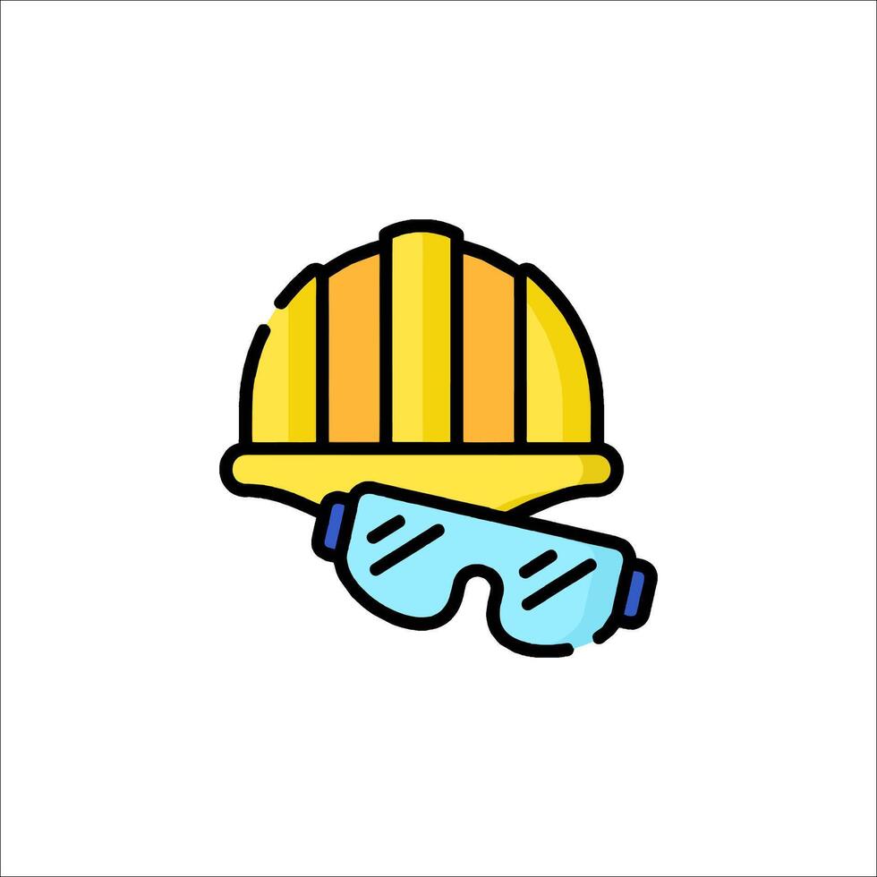 A construction helmet and glasses icon vector