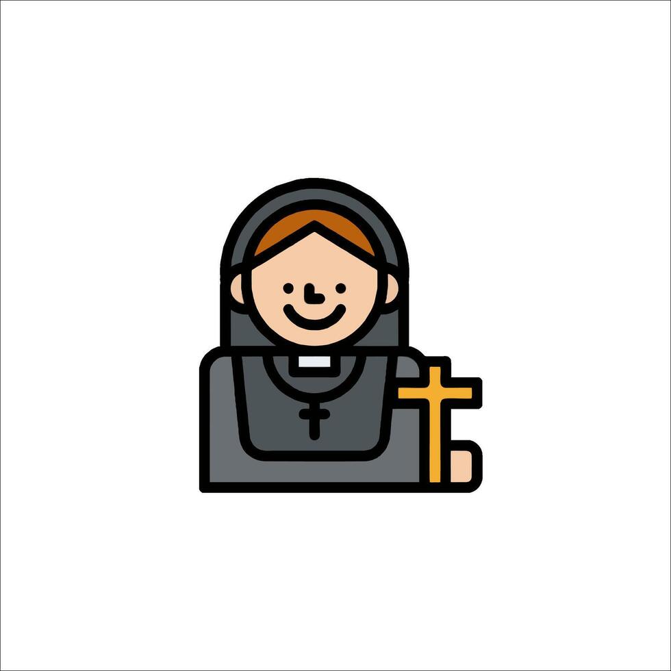 A cartoon nun holding a cross vector