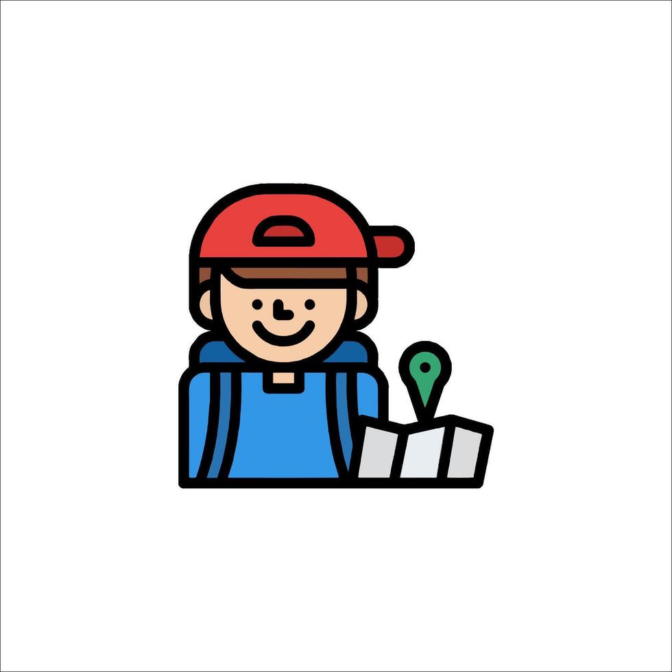A man with a backpack and a map vector
