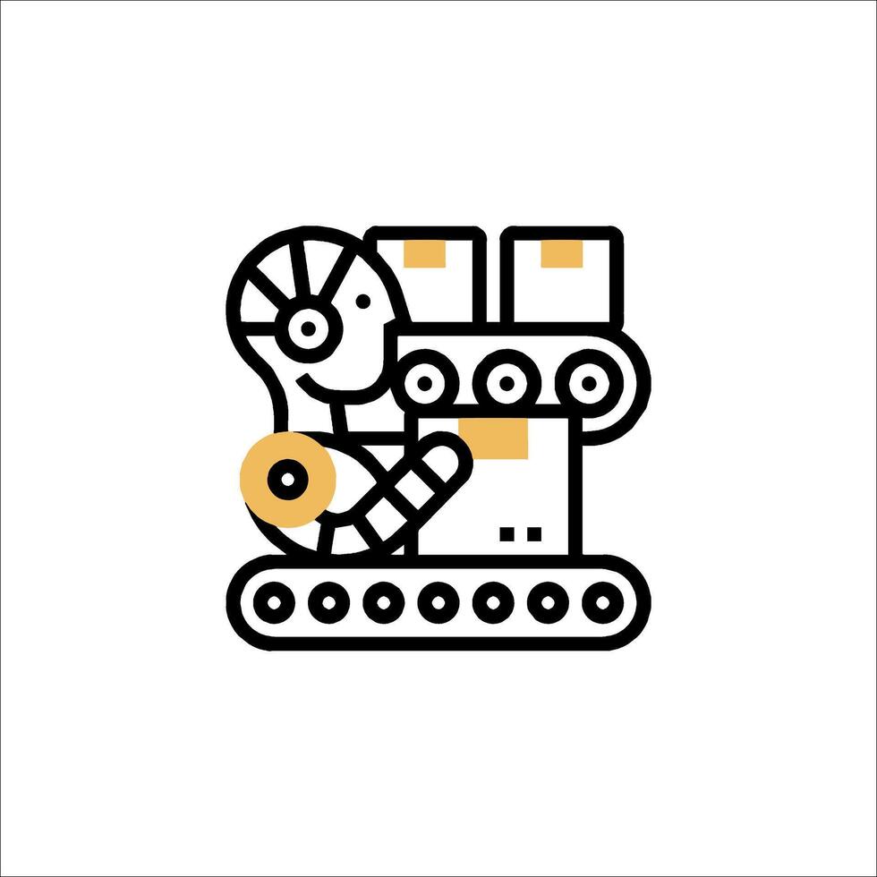 A robot is sitting on a machine vector