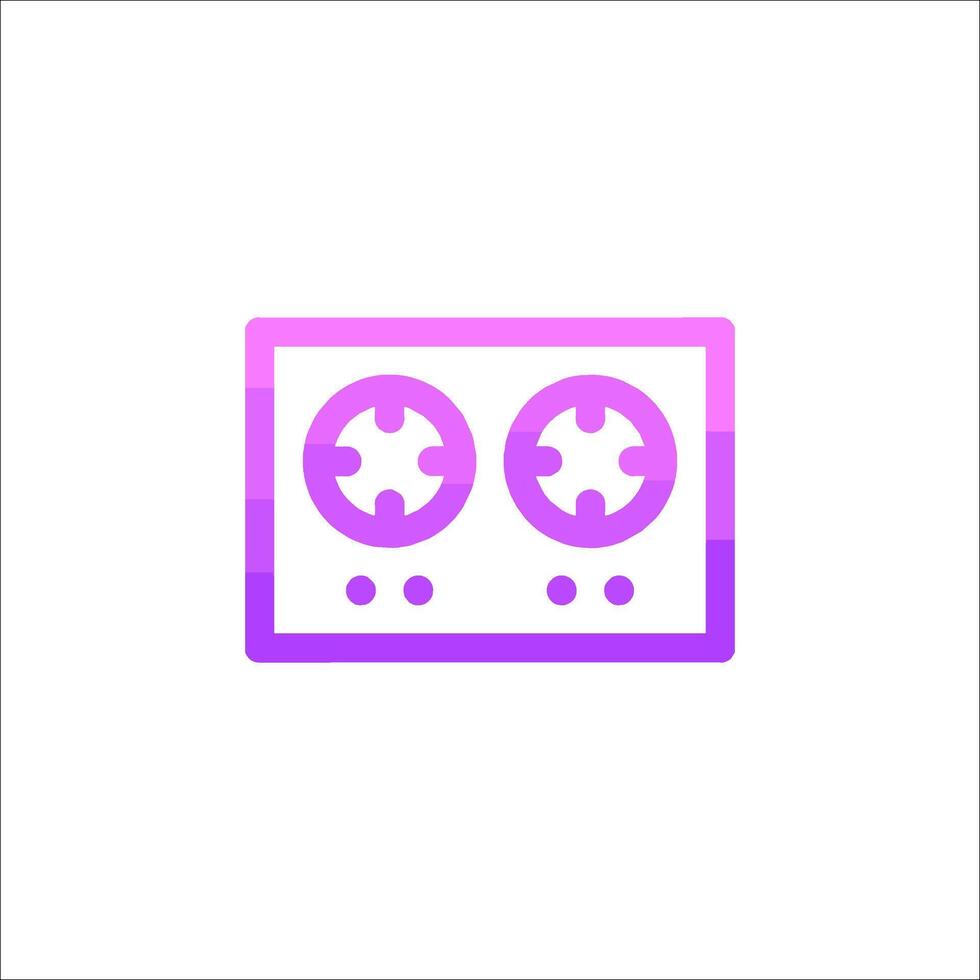 A purple and pink icon of a cassette player vector