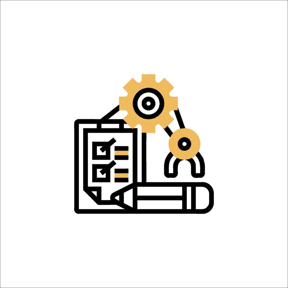 A line icon of a pencil and a clock vector