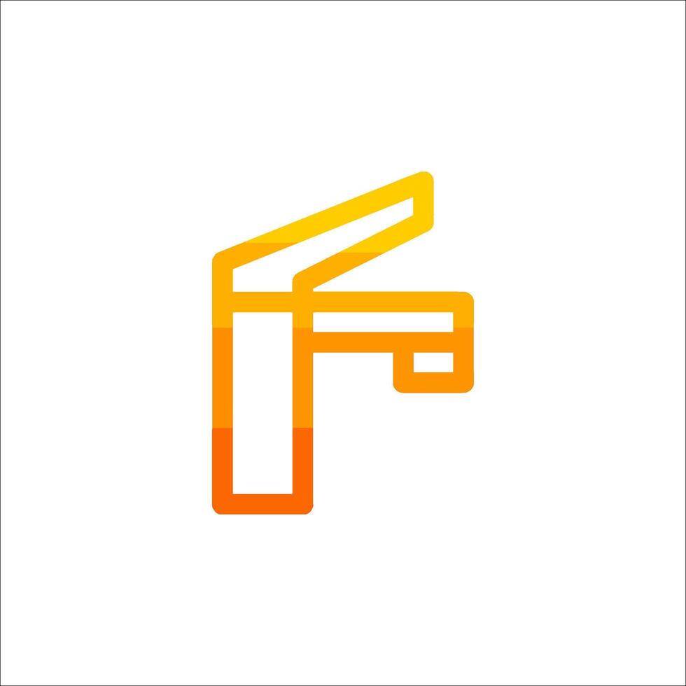 The letter f is made up of orange and yellow lines vector