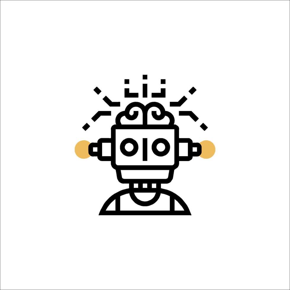 A robot head with a brain icon vector