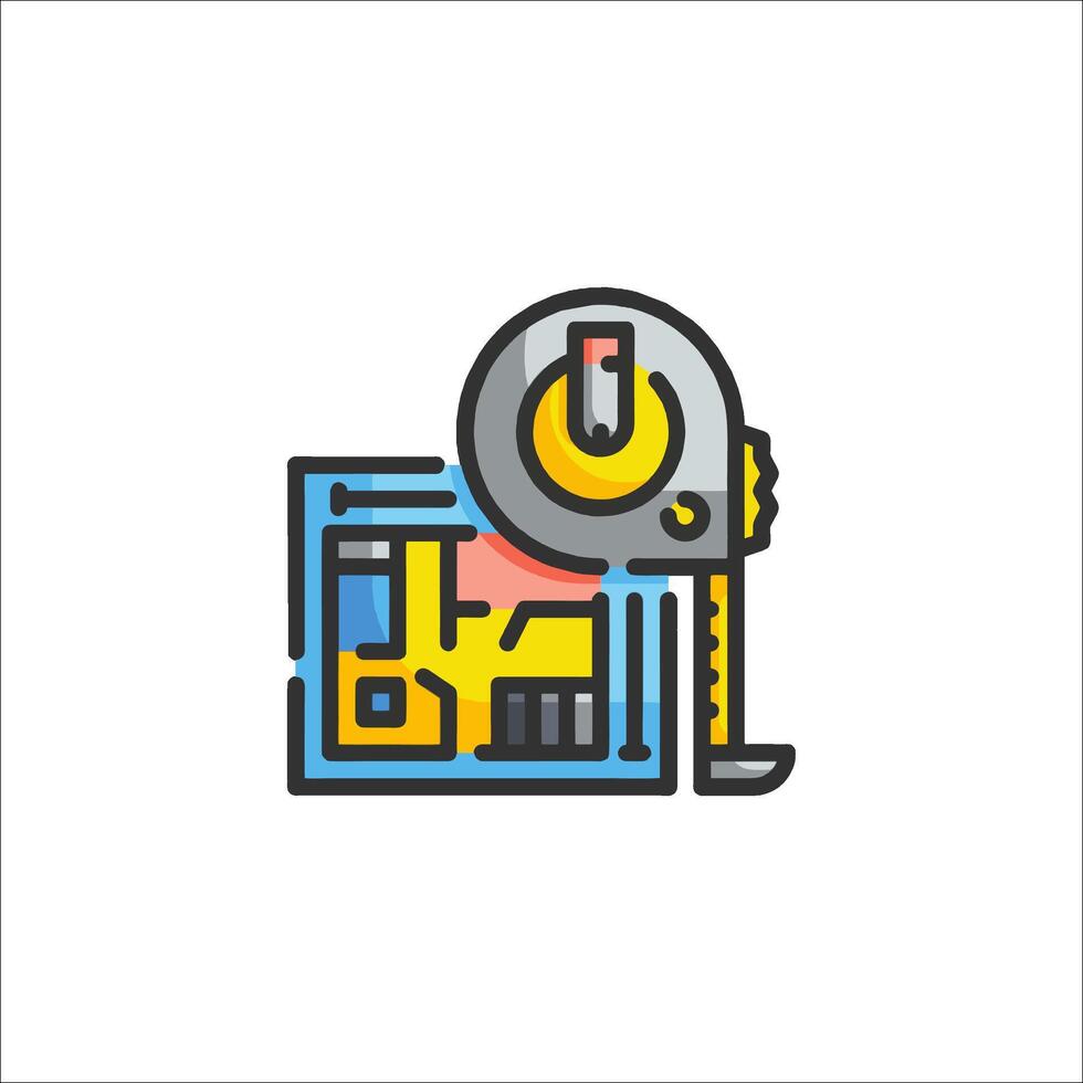 A yellow and blue icon of a person holding a wrench vector