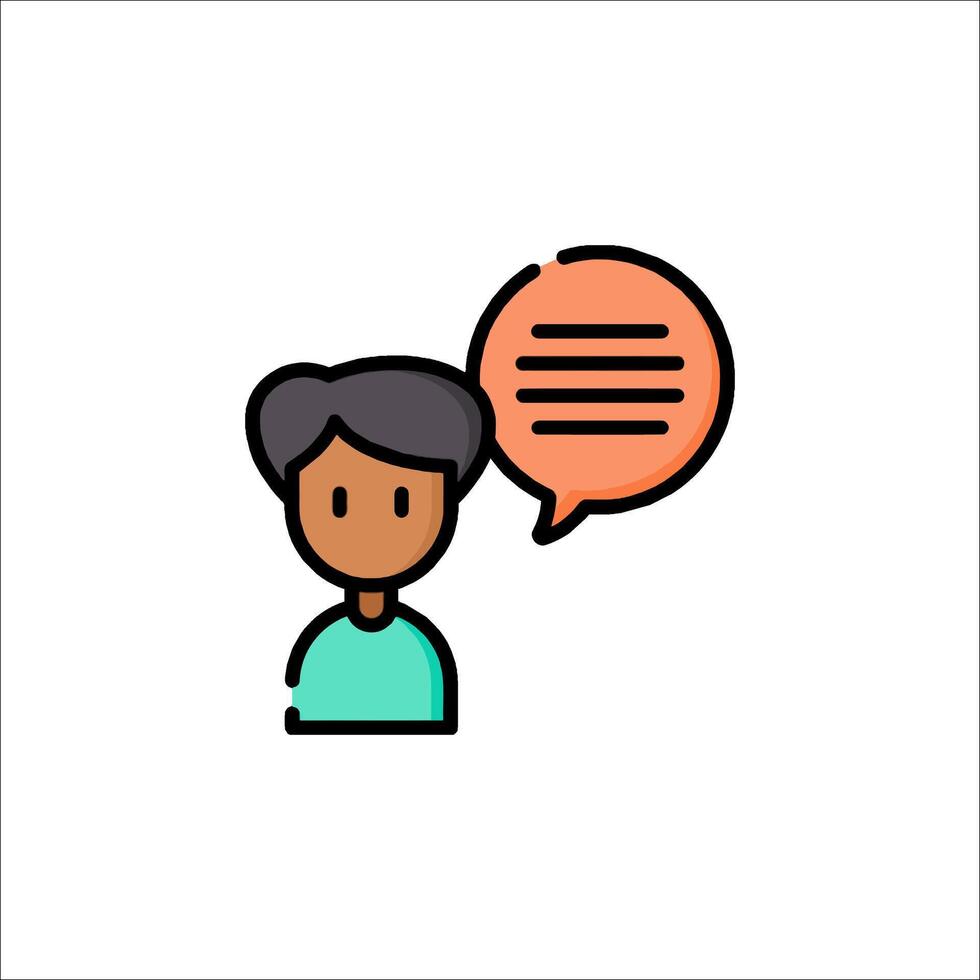 A man with a speech bubble icon vector