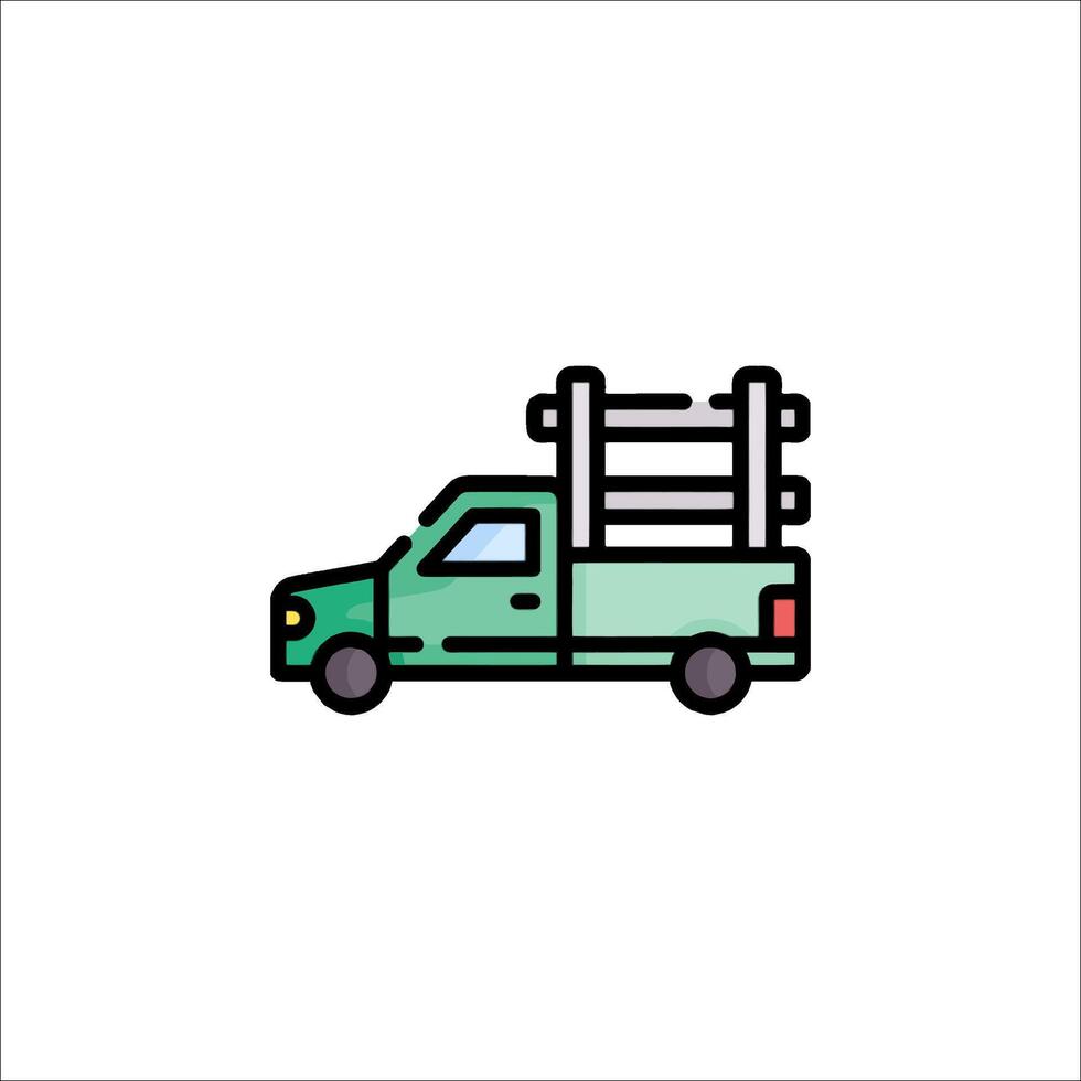 A truck with a ladder on top of it vector
