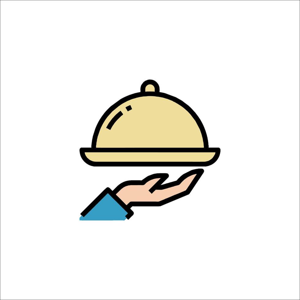 A hand holding a cloche icon on a white background vector