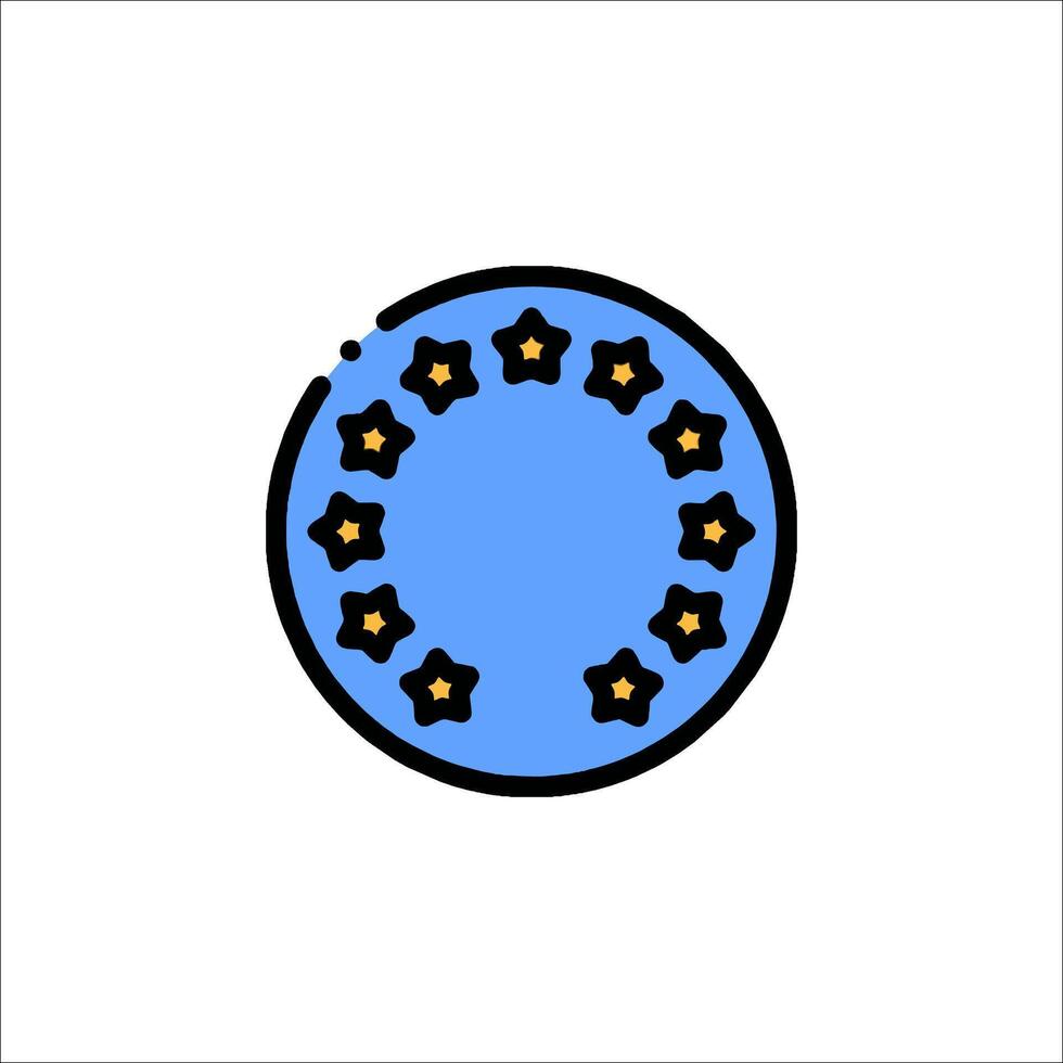 A blue circle with stars on it vector