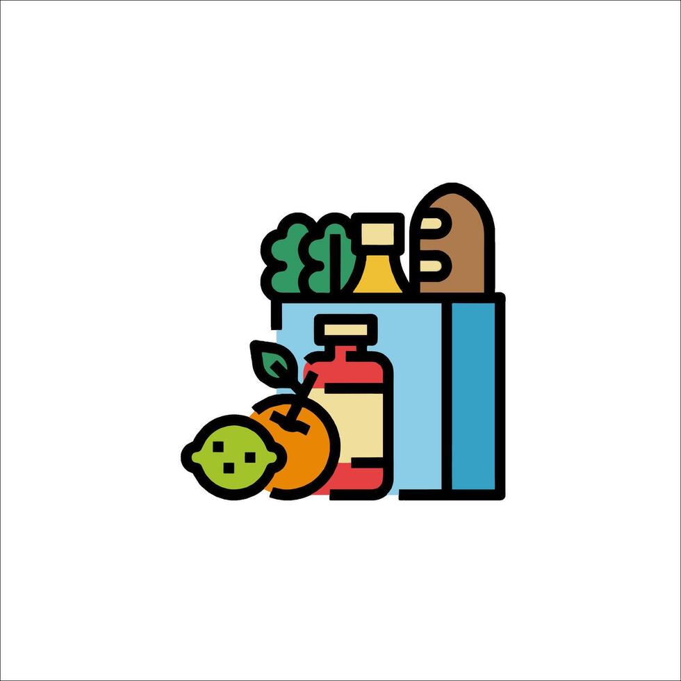 A grocery bag with fruit and vegetables vector