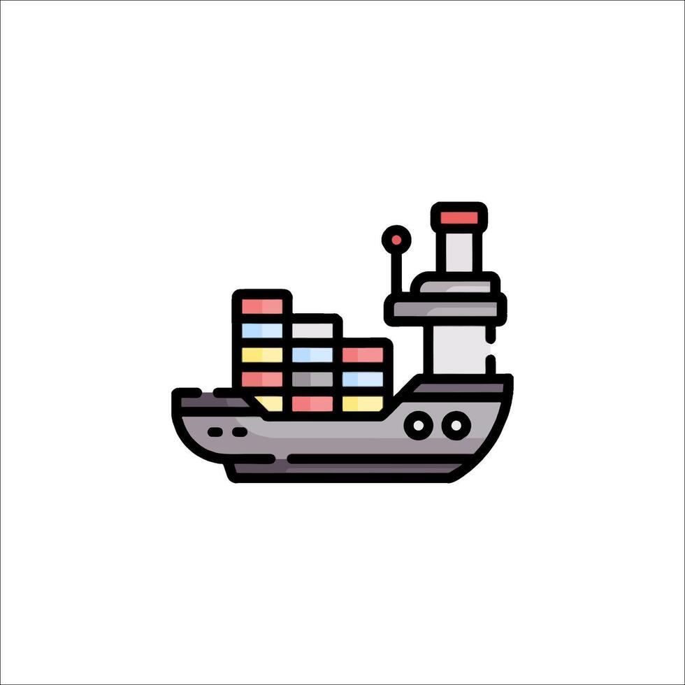 A ship icon with a cargo container on top vector