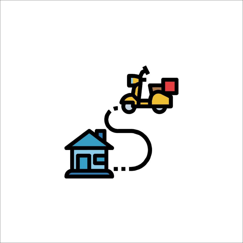 A delivery truck is driving to a house vector