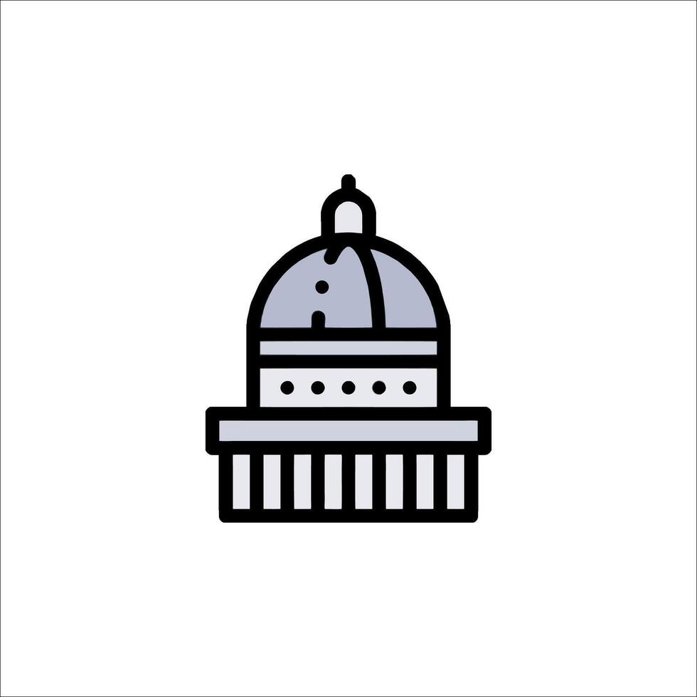 The capitol building icon in black and white vector