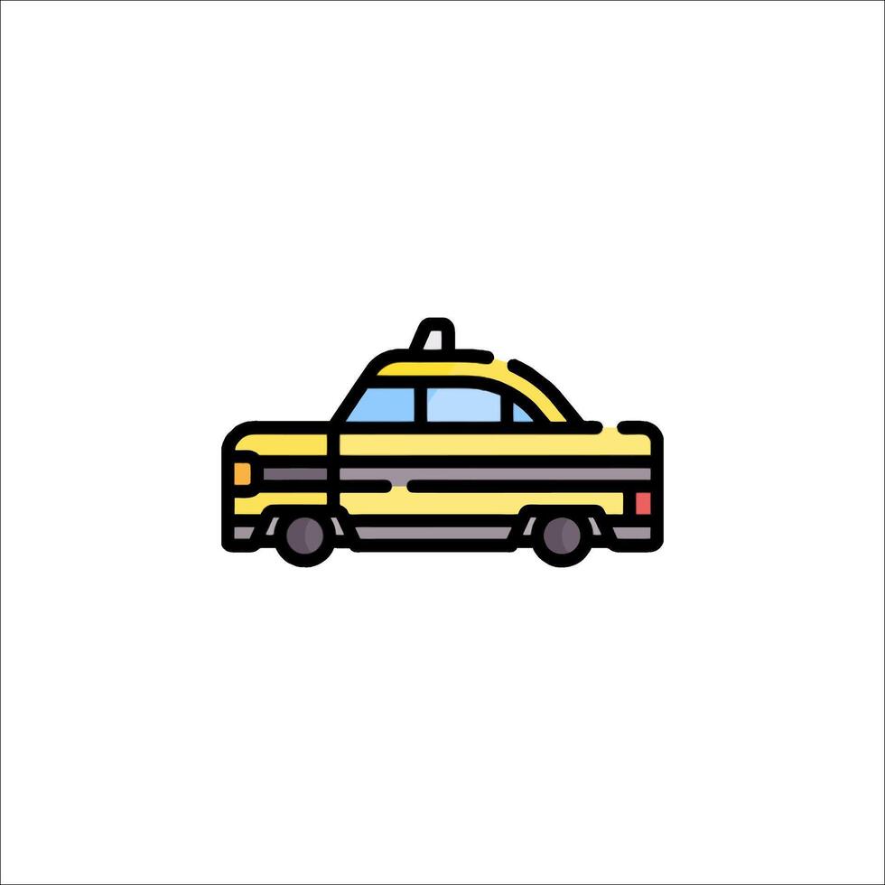 A yellow taxi cab icon on a white background vector
