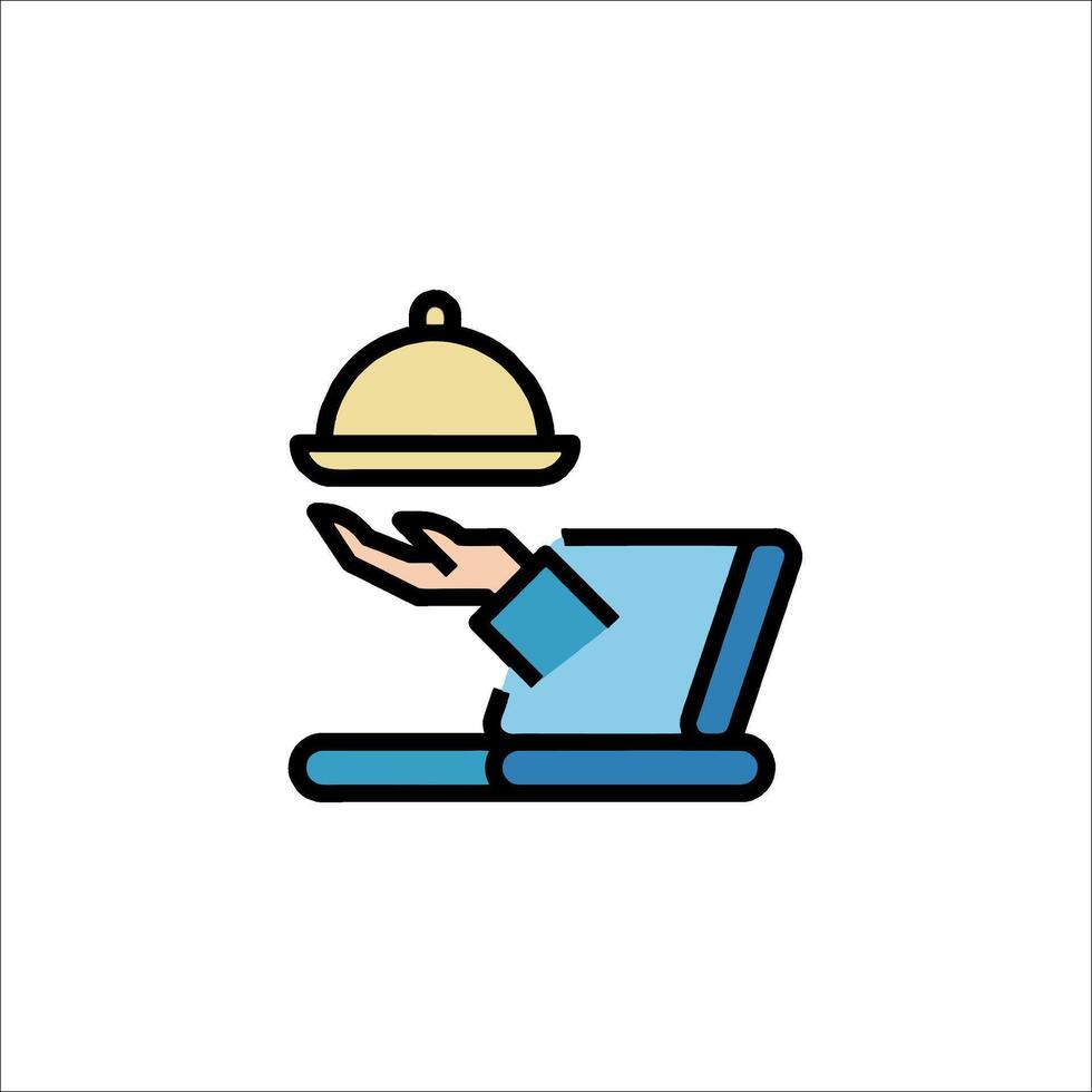 A person holding a tray with a dish on top vector