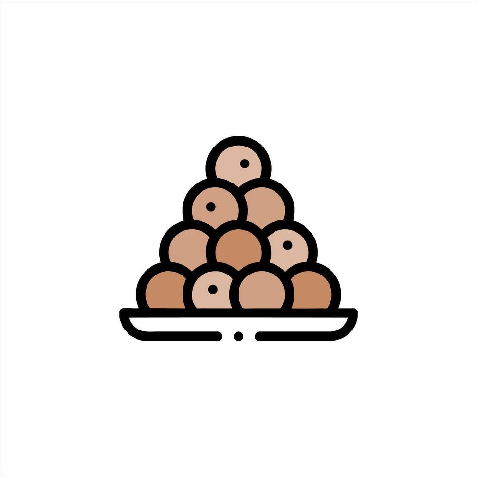 A pyramid of donuts on a plate icon vector