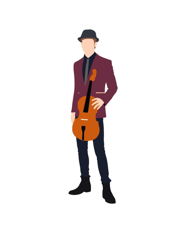 Flat art people and illustration, male violin player with formal stage outfit A78 vector