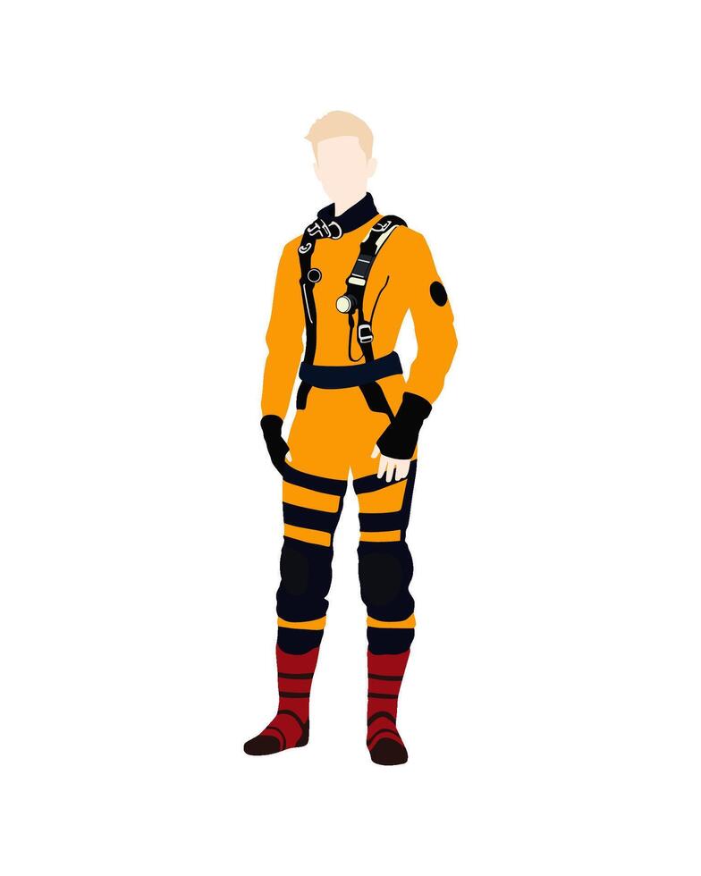 Flat art people and illustration, man with agent sci-fi orange outfit A79 vector