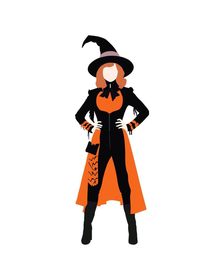 Flat art people and illustration, woman with halloween witch outfit A84 vector