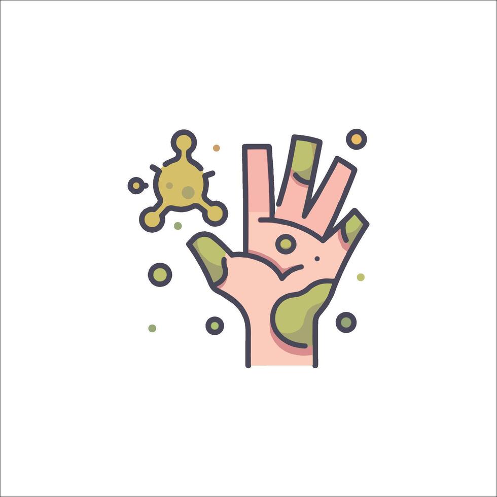 A hand with dirt and a green hand icon vector
