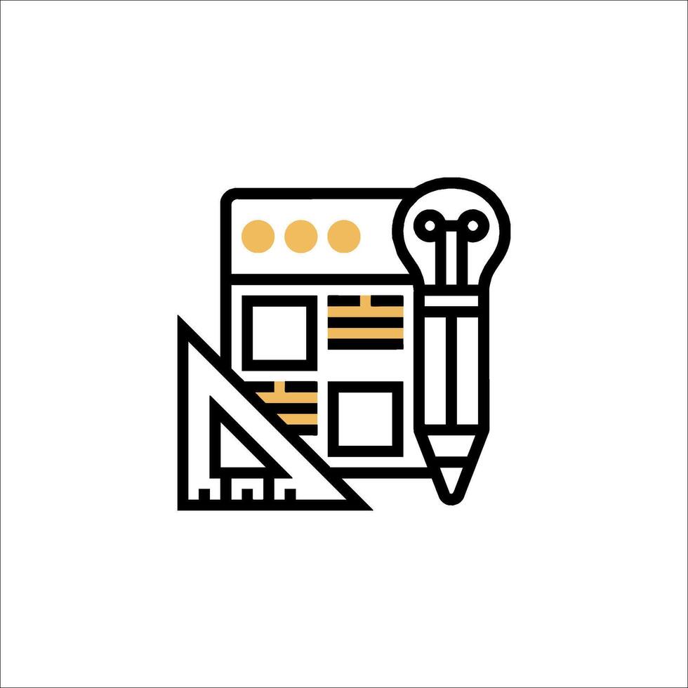 A line icon of a pencil and paper vector