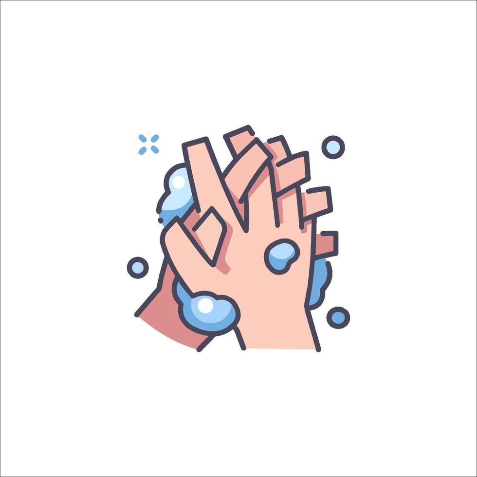 Wash hands icon with soap and water vector