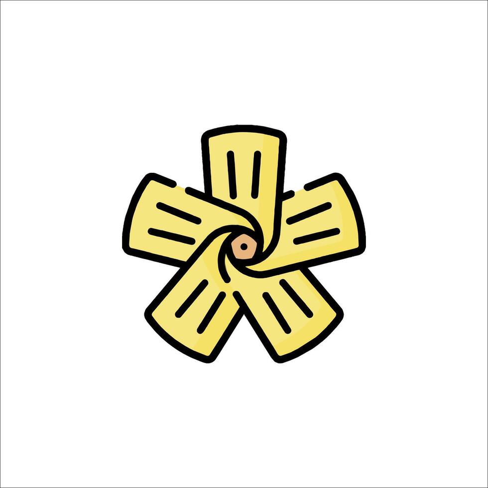 A yellow flower with four leaves on it vector
