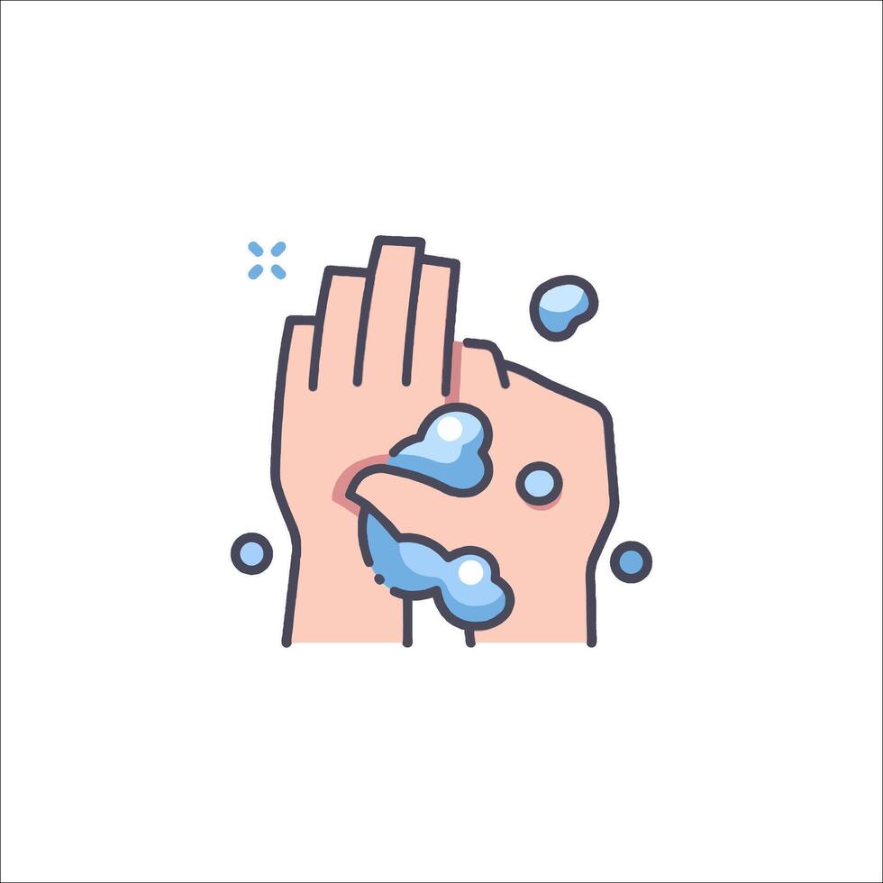 Wash hands icon with soap and water vector