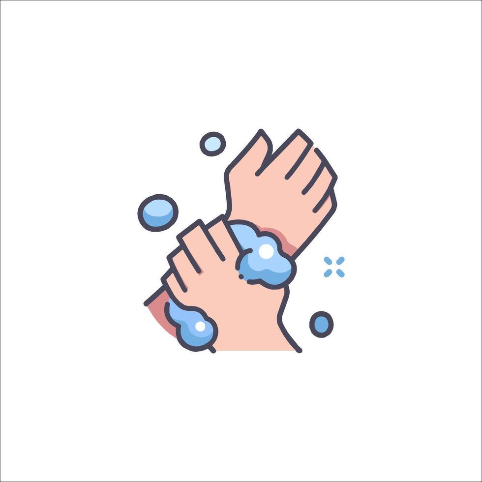 Wash hands icon with soap and water vector