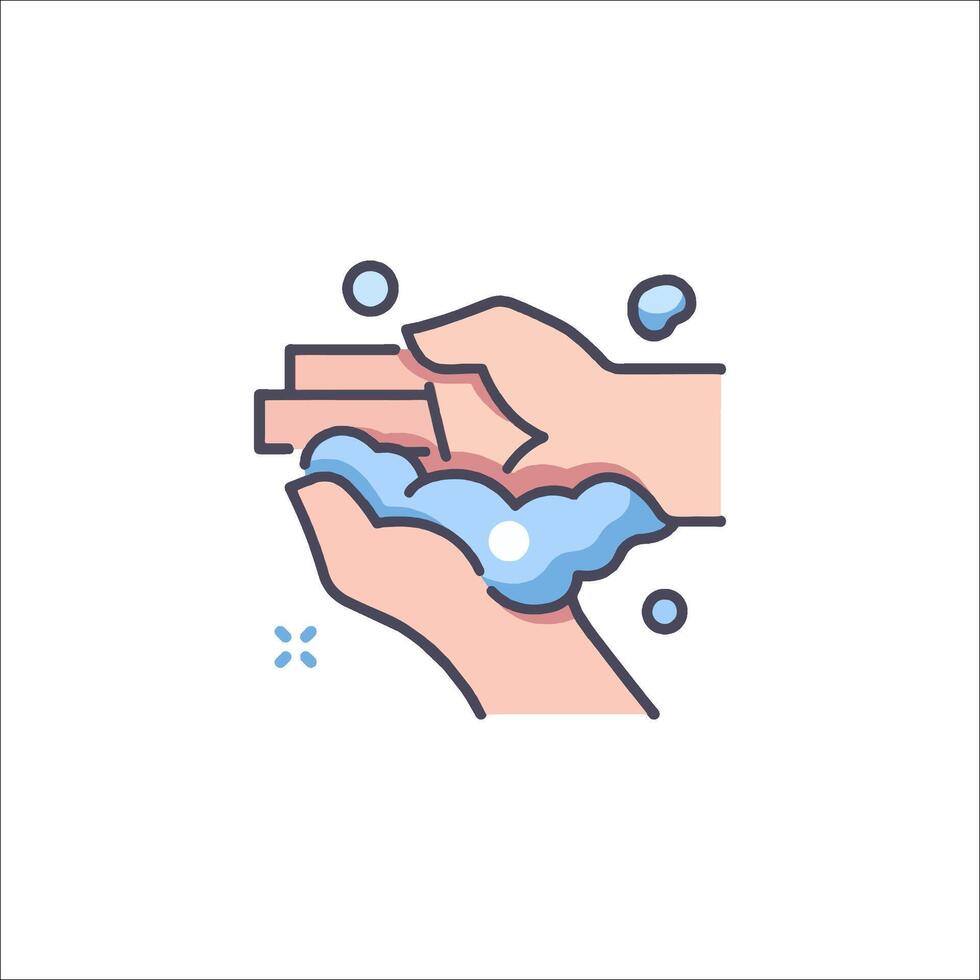 Wash hands icon with soap and water vector