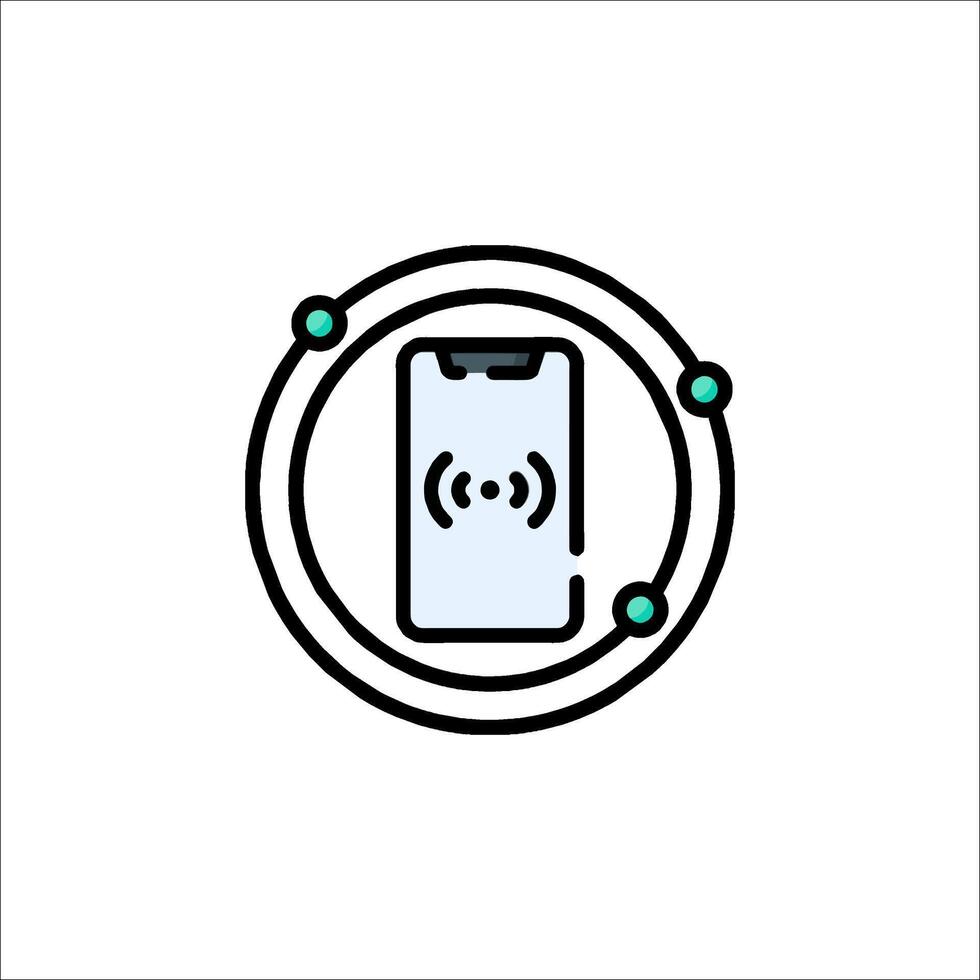 A phone with a circle around it and a circle around it vector