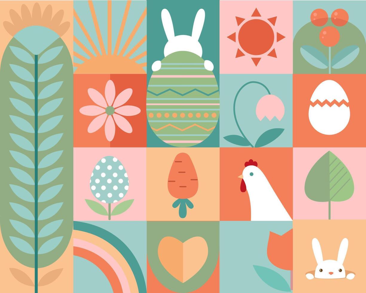 Easter and spring background. Modern geometric abstract style. Easter design of poster, cover, or postcard. vector