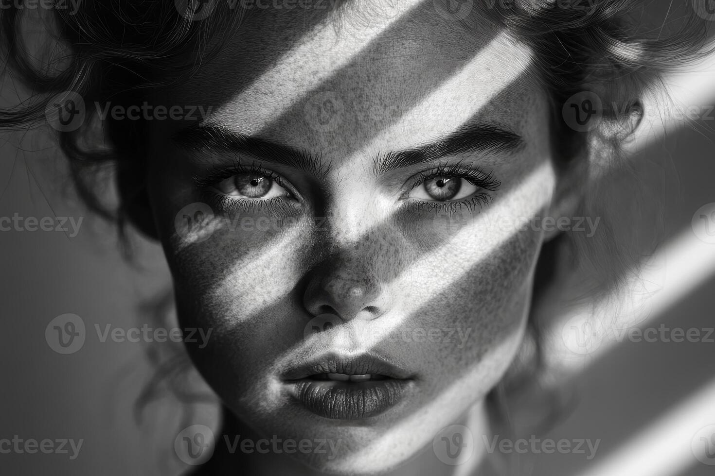 Dramatic Black and White Portrait of a Woman Capturing Emotions and Depth in Gigapixel Quality photo