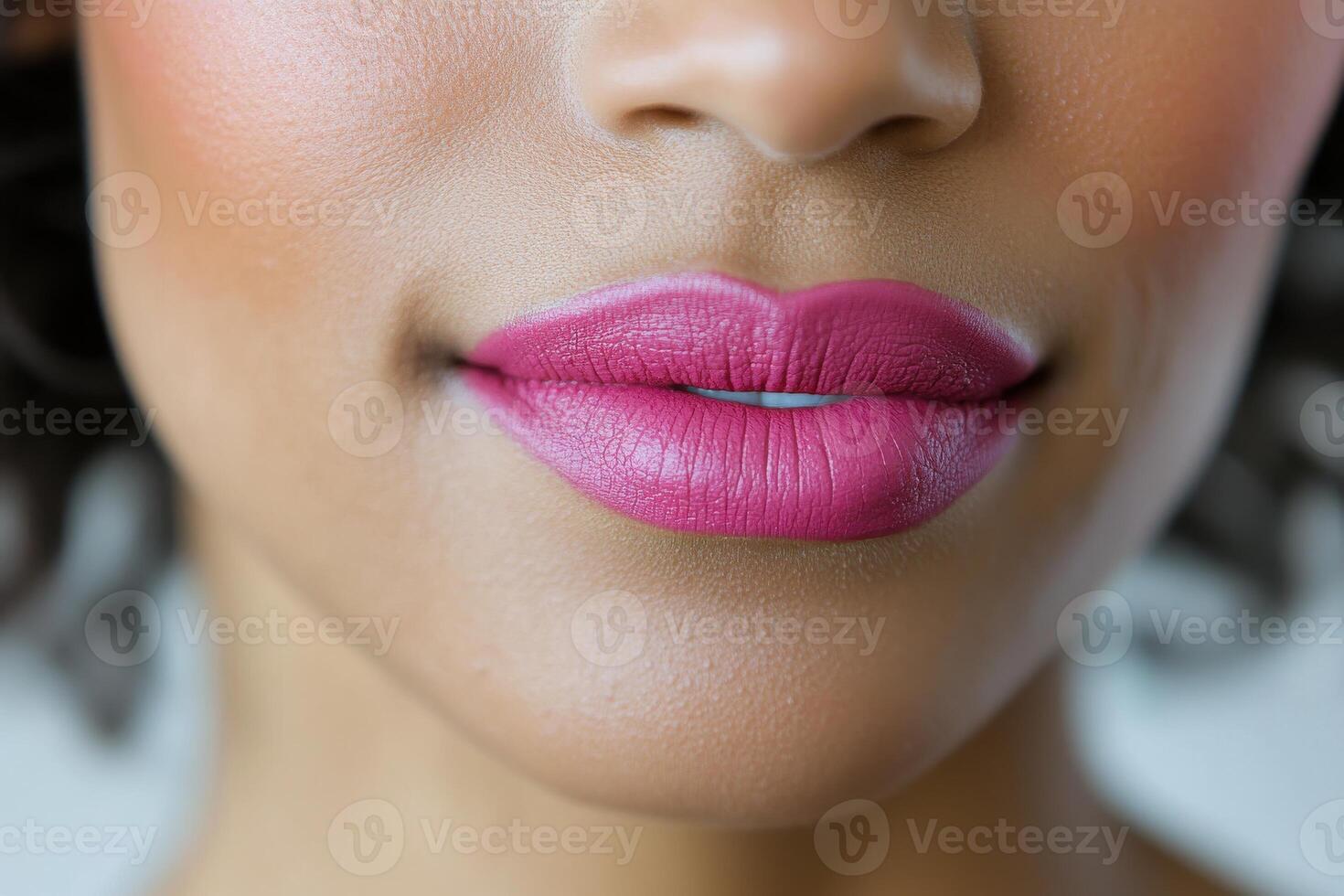 Close Up of Perfectly Applied Matte Lipstick Ideal for Beauty and Fashion Promotions photo