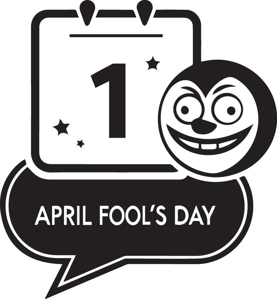 An April fool's day silhouette and illustration design. Funny face with emoji april fool message and typography. vector