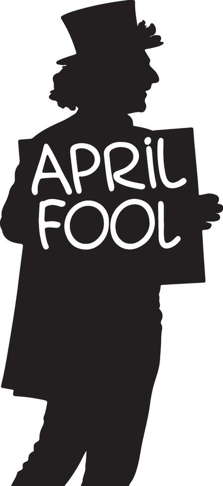 April fool's day notice cartoon silhouette design. vector