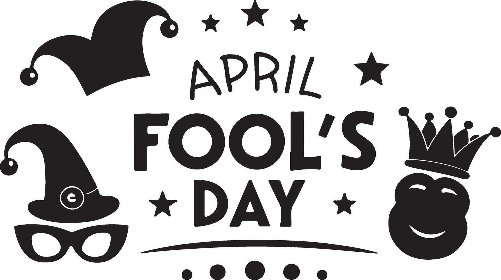 April Fool's Day typography silhouette design with funny emoji. Illustration isolated on a white background. vector