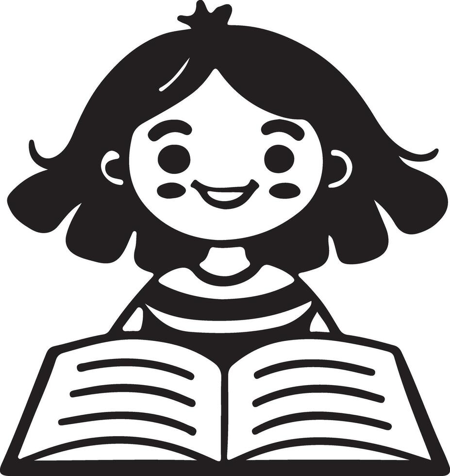 Happy children's book day icon. Flat black filled smooth and clean design. vector