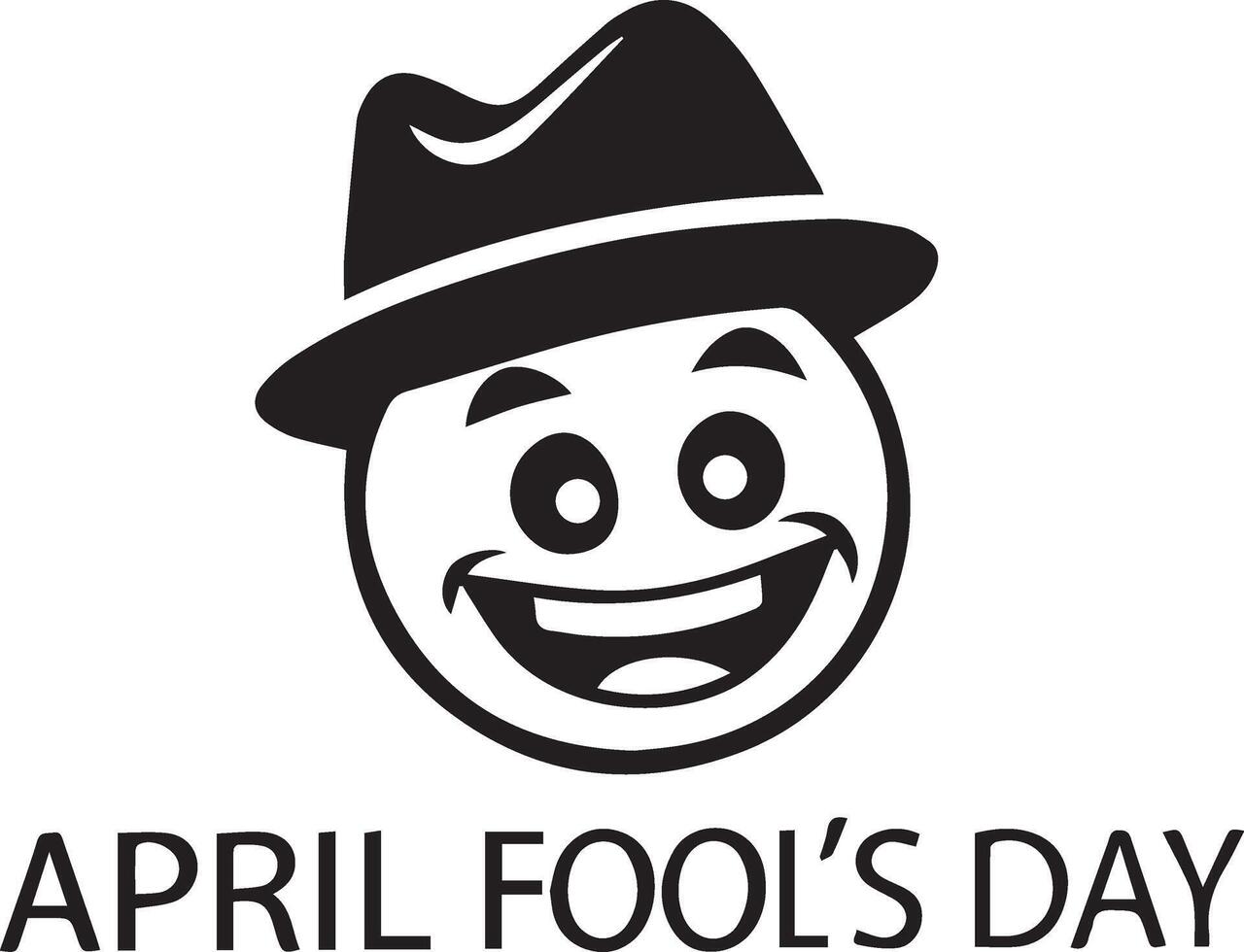 Funny emoji with typography of April Fool's Day silhouette design. vector
