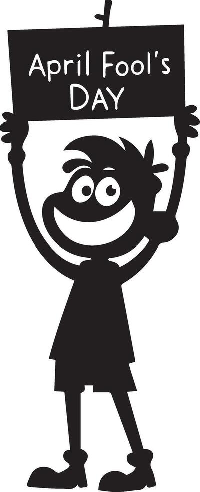 Wishing April fool's day design. April fool silhouette with funny cartoon smiling on a white background. vector